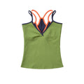 Fashion Slim Fit Fake Two Camisole Patchwork Streetwear Crop Tops Qme Green S