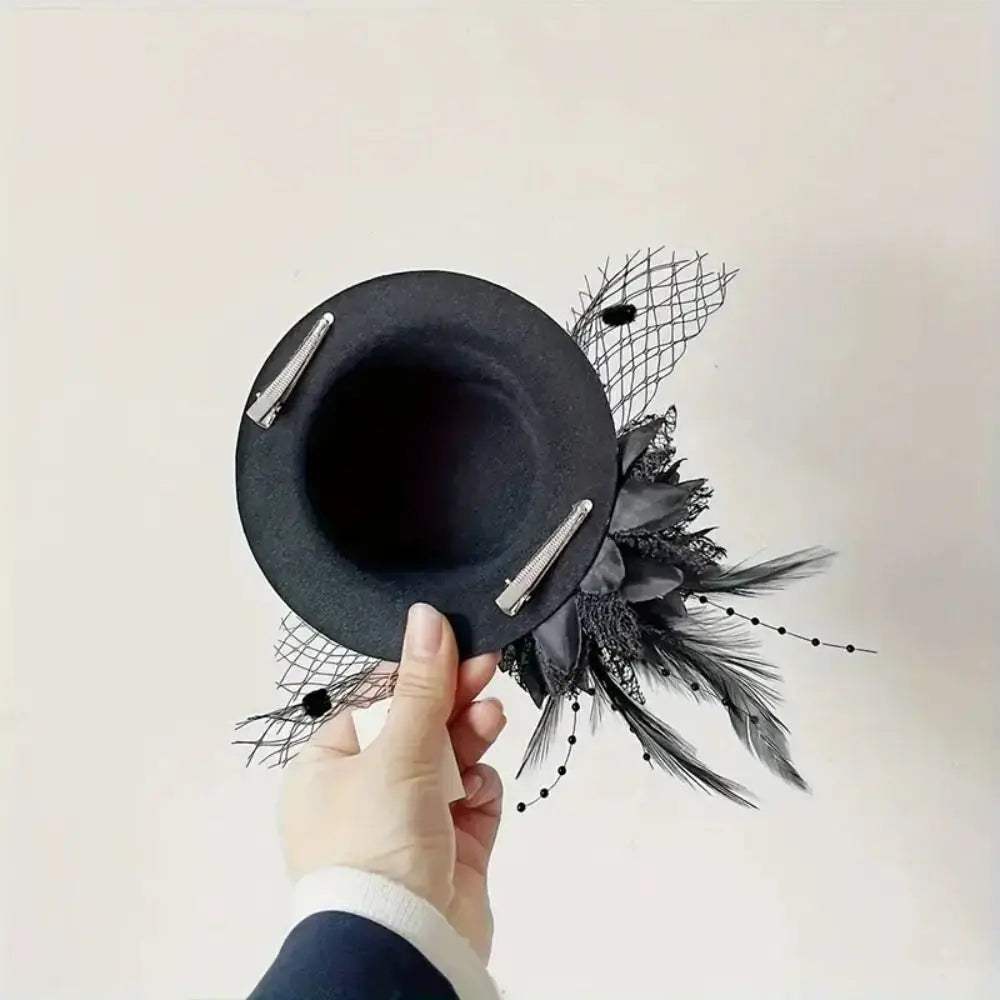 Retro Exquisite Vintage Fascinator Hat Elegant Flower Mesh Feather Qme