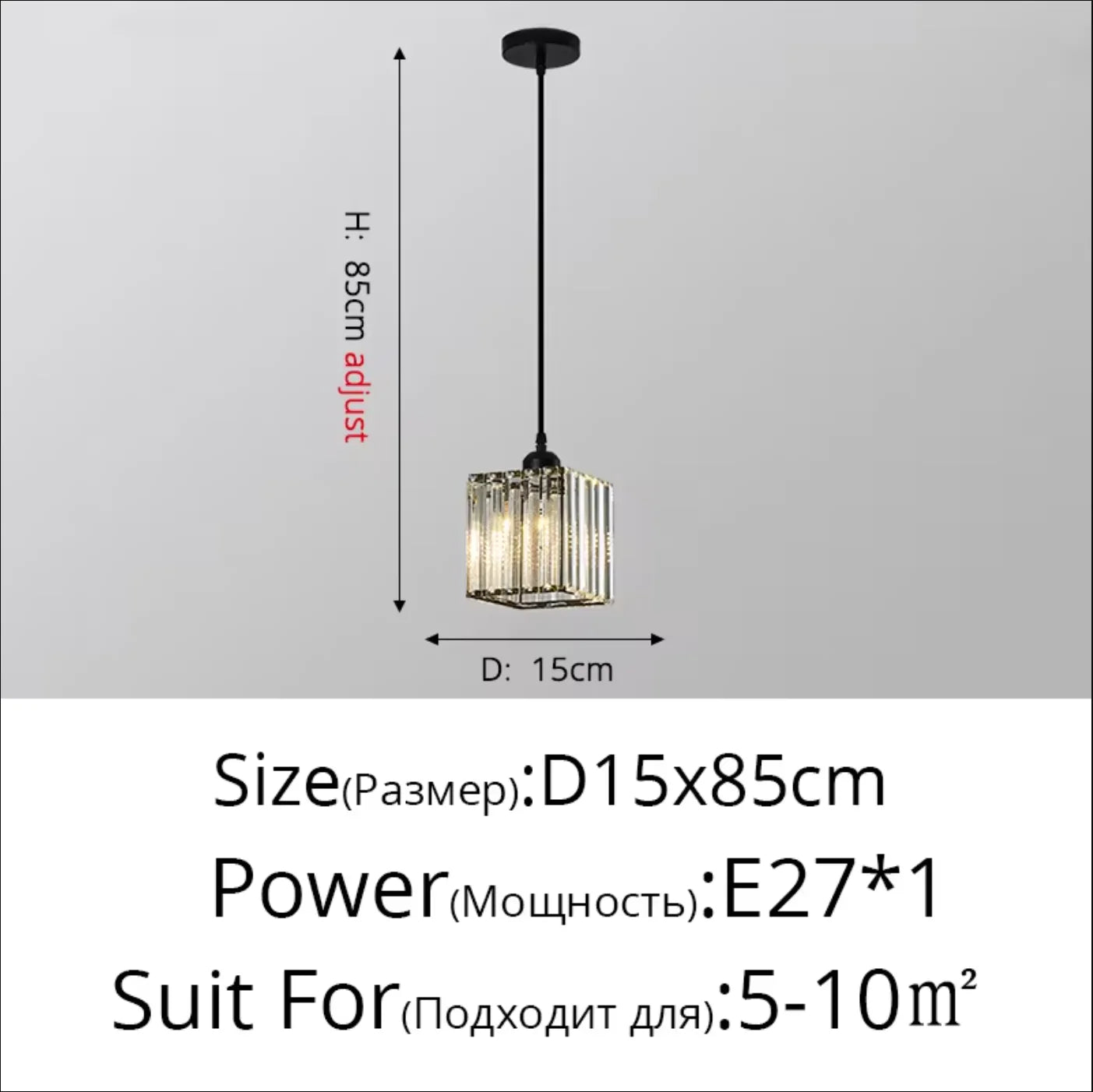 Modern Pendant Light Indoor K9 Led E27 Crystal Chandelier Luxury Ceiling Lamp Bedroom Living Room Dining Room Lustre Fixture Qme square black