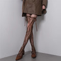 Waist Mesh Lace-up Pantyhose Smooth High-density Shaping Silk Qme Coffee One Size