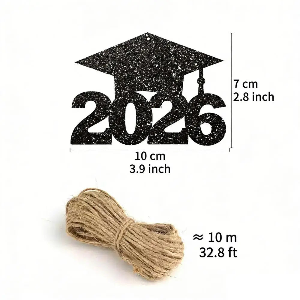 Graduation Hat Tags 24 Glitter Party Tag 2026 Decorations Class Qme 24PCS CN