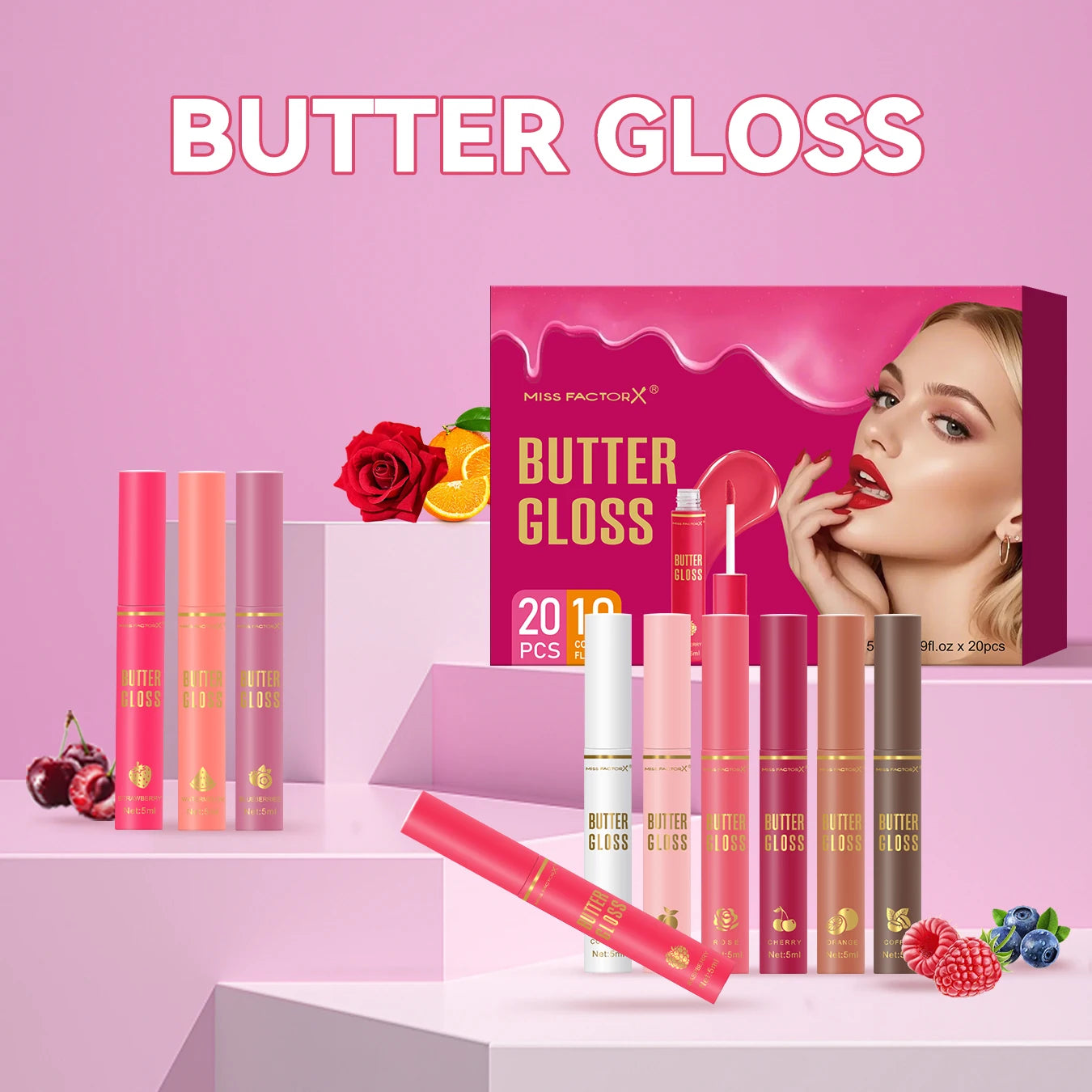 20PCS/Box 10 Flavors Colored Lip Oil - Durable, Moisturizing, Nourishing, Shining, Color Rendering, Crack Resistant Qme