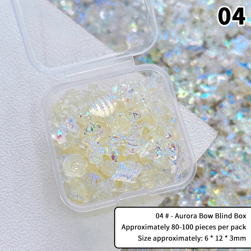 1Box Mixed Ribbon Bow Nail Charm Resin Art DIY Nails Accessories Qme 4