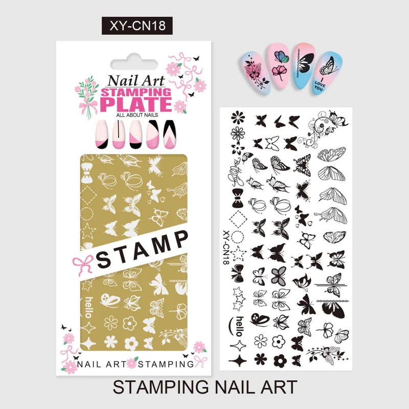 Template Stencils Bowknot Patterns Nail Stamping Plates Nail Art Stamper Kawaii Bow Image Plate Manicure Tools Qme CN18
