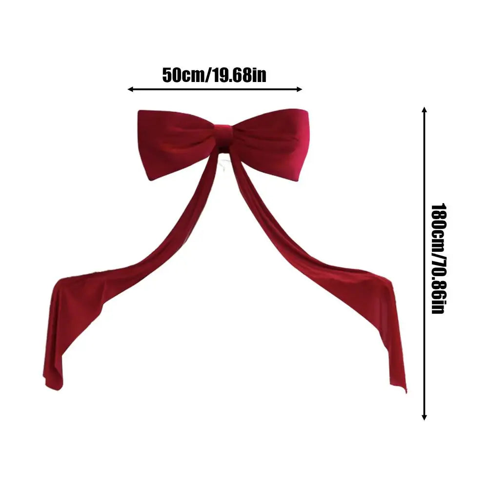 Bow Tree Topper 70.8 Inches Large Velvet Holiday Decorations Holiday Tree Top Decoration For Living Room Entryway Party DECORS Qme Wine Red Others
