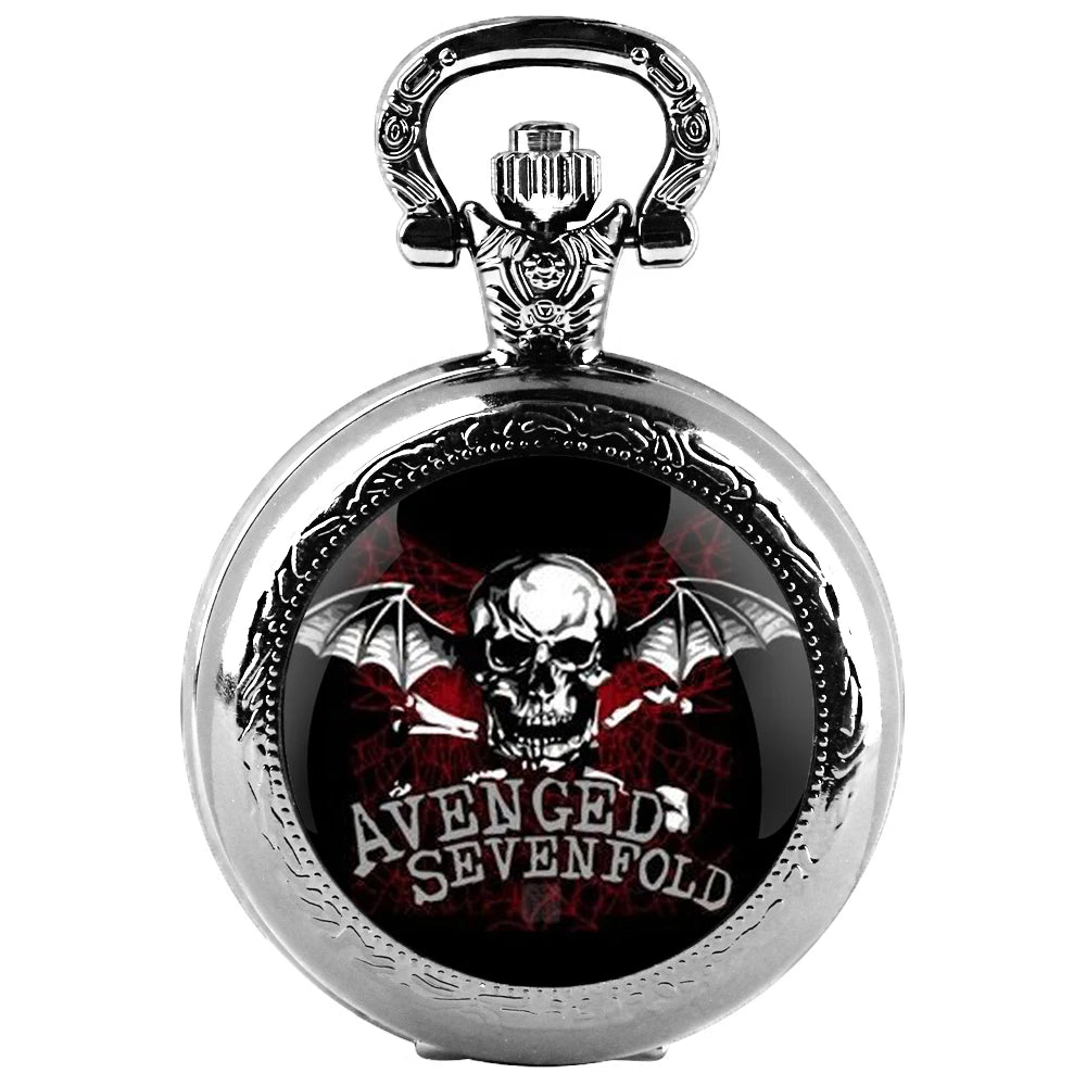 Avenged Sevenfold Design Glass Dome Quartz Pocket Watch Necklace Men Women Unique Jewelry Pendant Birthday Accessories Gift Qme 05