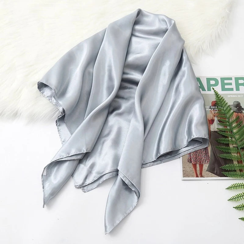 90 Big Headwraps Solid Colors Neckerchief Hijab Women Satin Headband Qme A13