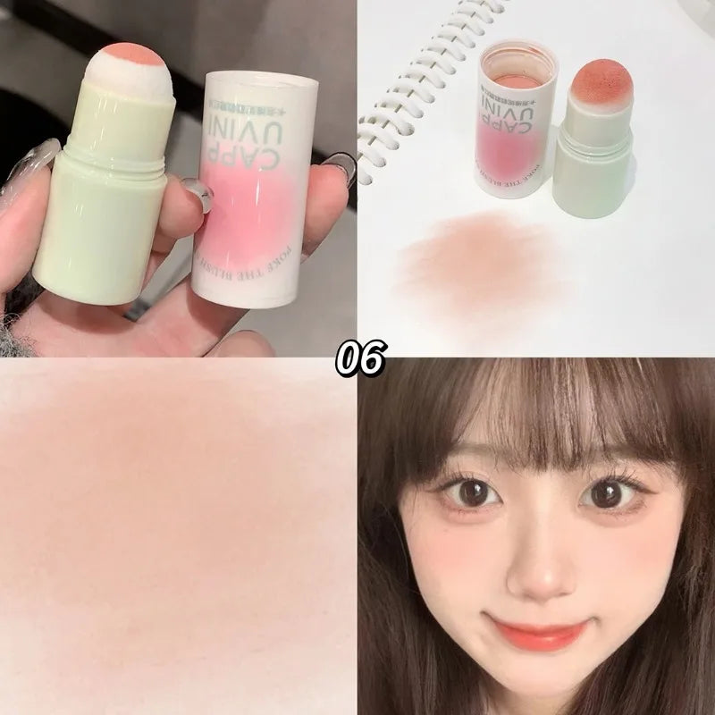 Cream Taro Pink Blush Stick Cute Rouge Face Orange Blue Purple Blusher Matte Low-saturation Makeup Cheek Stick Lasting Cosmetics Qme A06