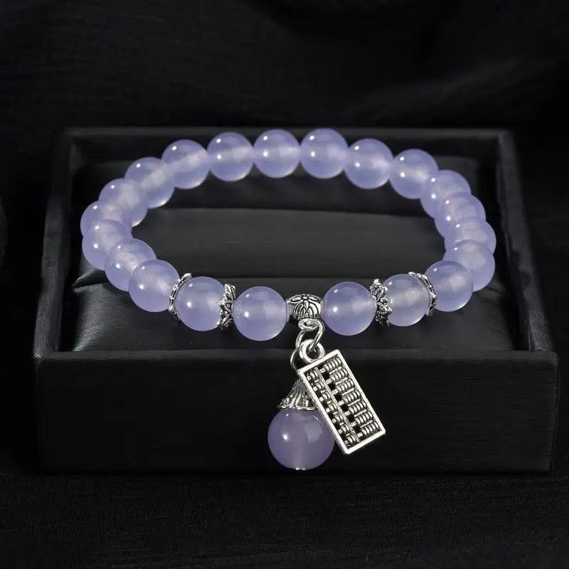 b20 Natural Stone Agate Amethyst Abacus Beaded Bracelet Men and Women Magnetic Health Protection Fashion Jewelry Gifts Qme purple