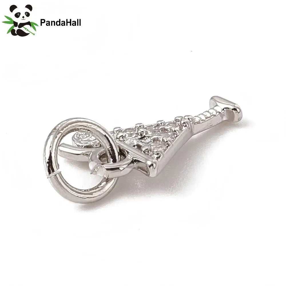 PandaHall 10pcs Brass Micro Pave Cubic Zirconia Cocktail Charms 10.5x7x1mm 3.4mm Hole for DIY Jewelry Making Qme