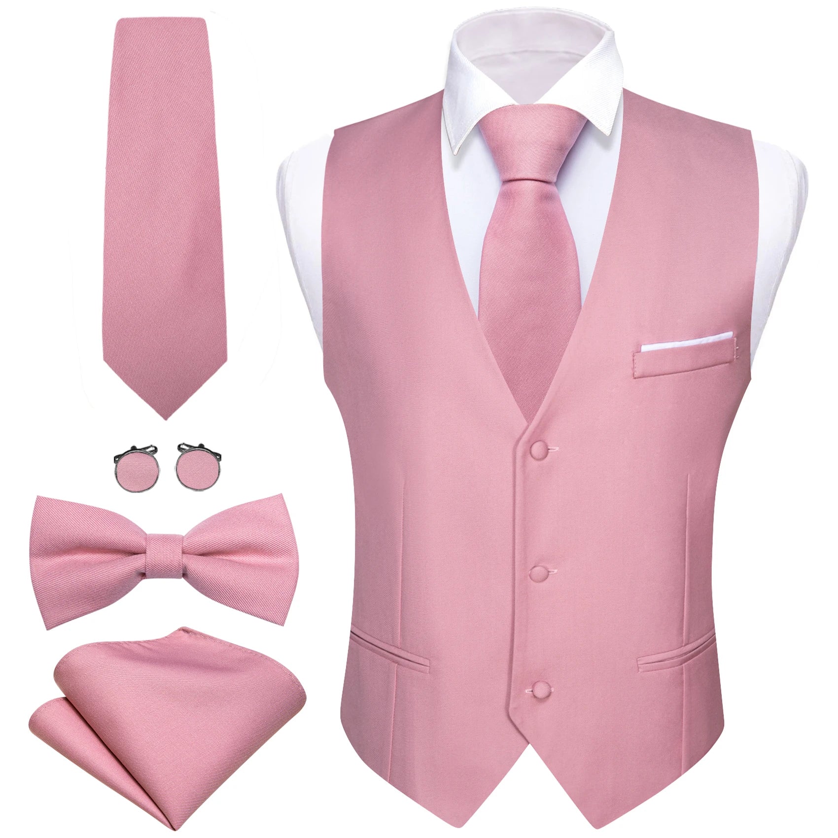 Men's Stain Vest Tie Bow Hanky Cufflinks Multicolored Waistcoat Qme MJ-2425 XXXL