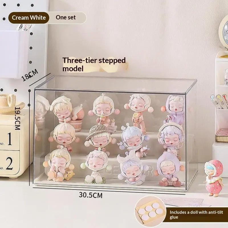 Storage Box Stackable Dustproof Rack Acrylic Doll Collectible Display Qme E