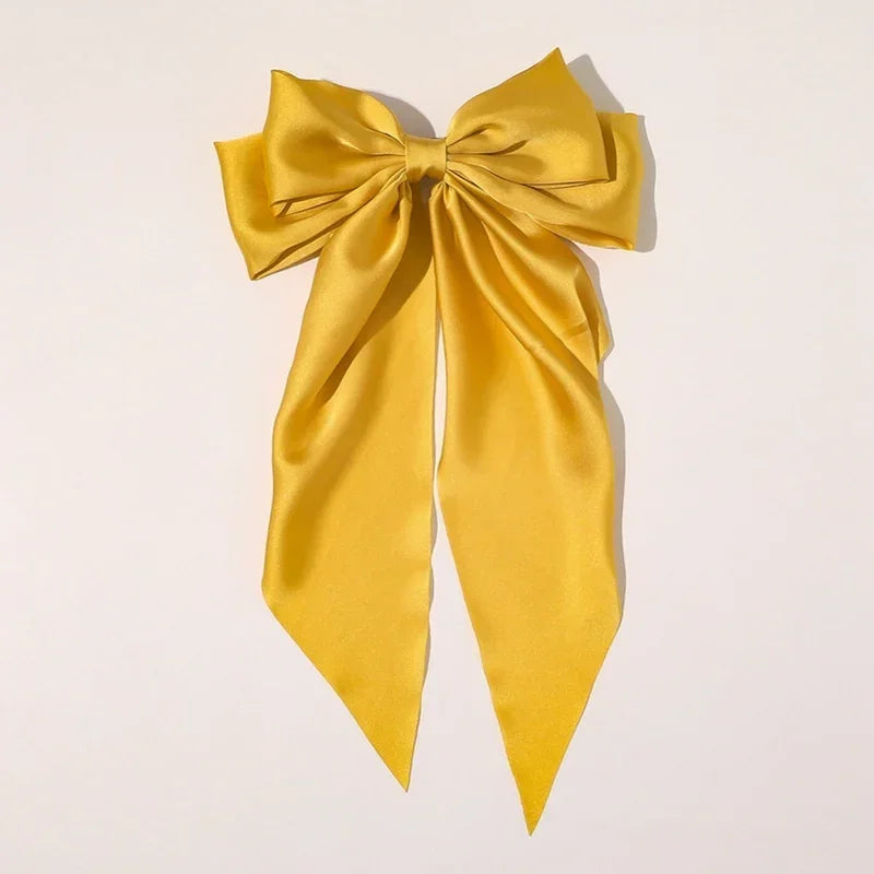 Women Girl Large Bow Hairpin Korean Headbands Big Bowknot Barrettes Qme Gold