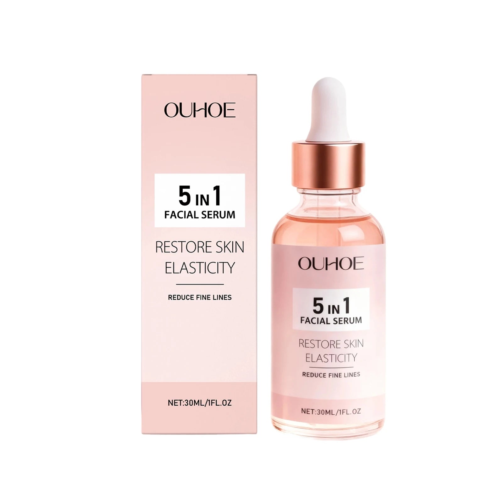 5 IN 1 Face Serum Vitamin C Niacinamide Facial Serum Brightening Anti-Aging Dark Spot Corrector Hyaluronic Acid Hydrating Serum Qme 30ml Boxed