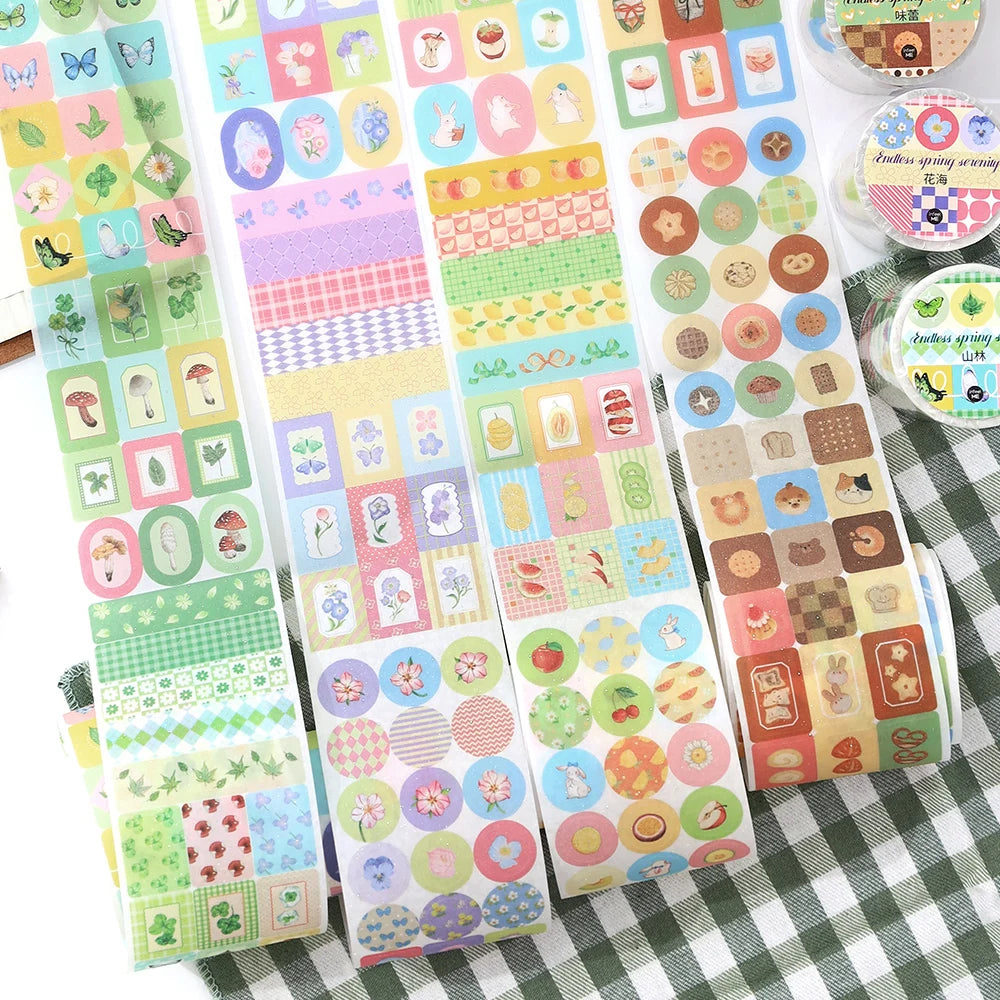 5x200cm Art Manual Account Masking Tape DIY Scrapbooking Label Material Collage PET Tapes Creative DIY Journal Stationery Qme