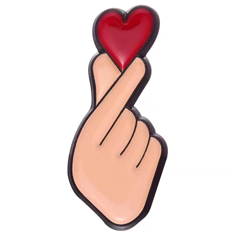 Cartoon Enamel Pin Gesture Heart Badge Jewelry Love Men Women Backpack Hat Lapel Brooches Accessories Wholesale Friends Gifts Qme style 1