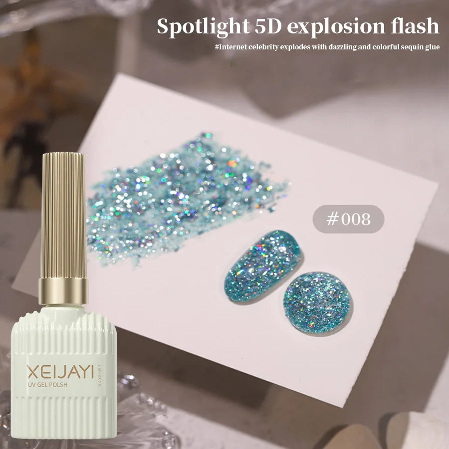 10 Colors Holographic Glitter Gel Nail Polish Spring Color Sparkling Sequins Soak Off Uv Led Varnish Nail Art Diy Qme 08