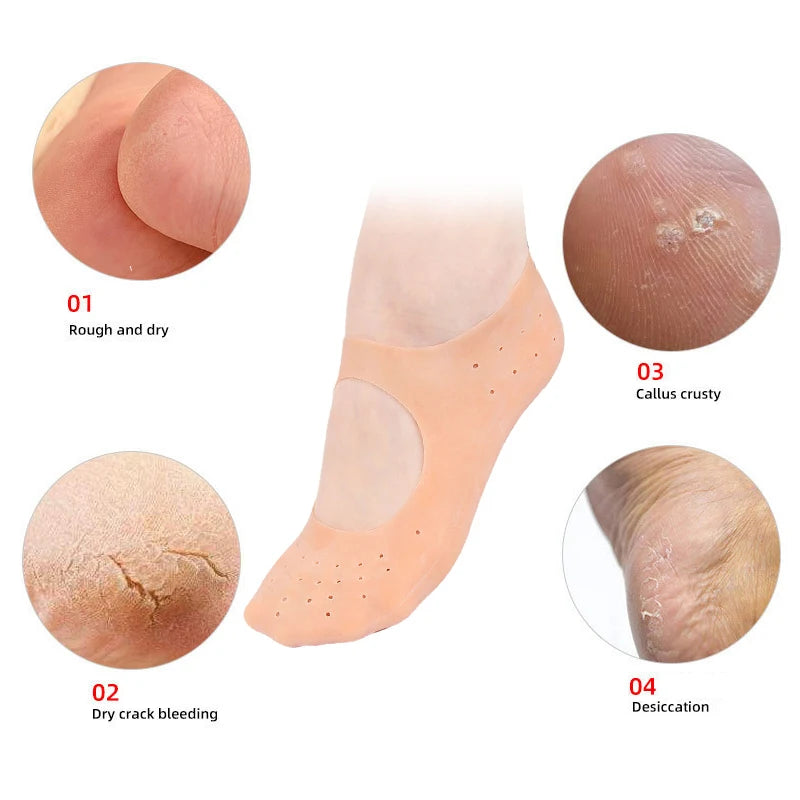 1Pairs S L Silicone Moisturizing Spa Socks Gel-infused Foot Care Qme