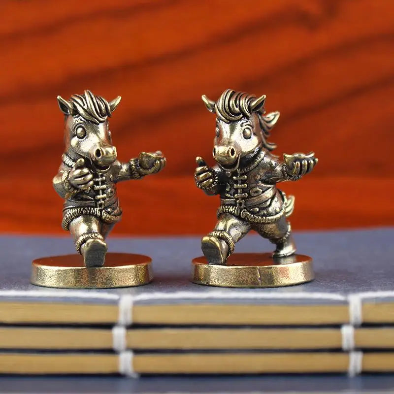 2026 Antique Brass War Horse Desk De Decoration Chinese Year Zodiac Qme