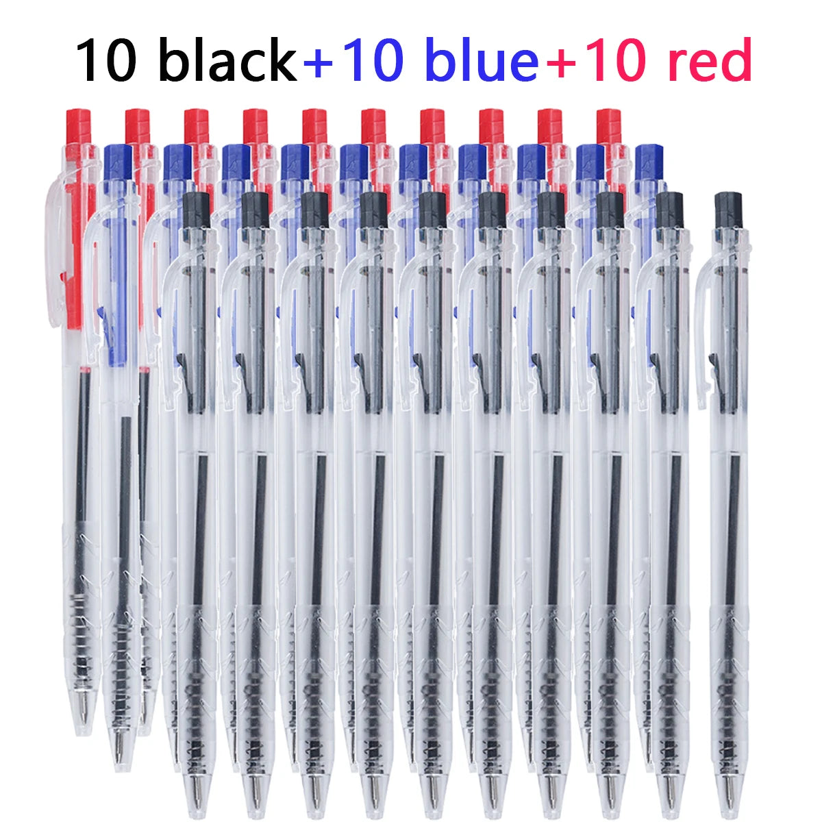 Retractable Ballpoint Pens, Medium Point (0.7mm), 10-30 Pack, Black/Blue/Red Pens Perfect Color Pens For School Office Supplies Qme 10black 10blue 10red