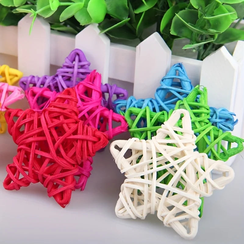 Star shaped rattan ball decoration, star shaped vase filled with star shaped willow balls for home decoration, wedding table Qme