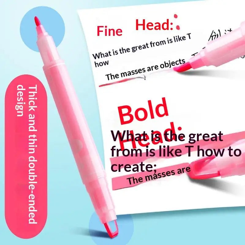 Clear View Highlighter Pens Double Head Soft Light Colors Visible Tip Qme