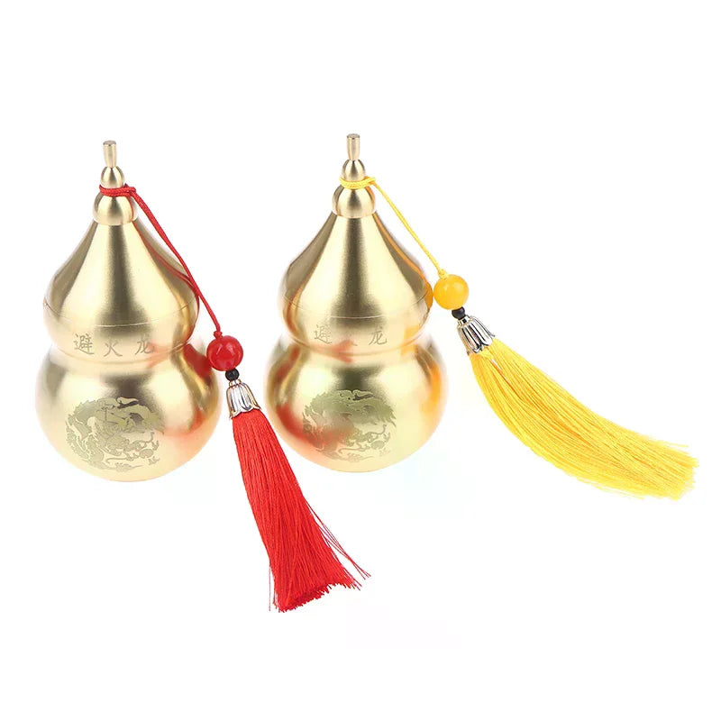 Brass Gourd Feng Shui Ornament With Tassel Feng Shui Decorative Collectible For Prosperity And Longevity Home Office Desk Decor Qme