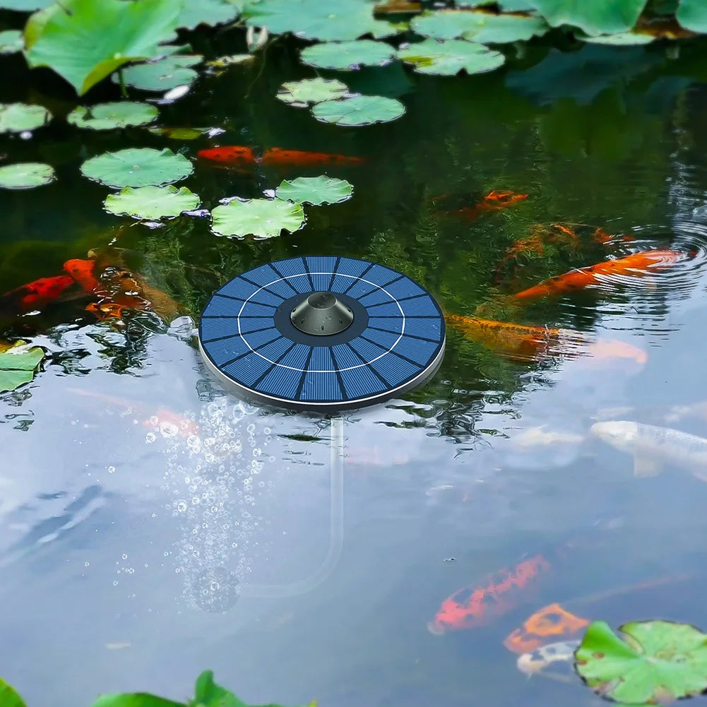 Solar Floating Pond Aerator Pond Oxygen Pump with Air Hose and Bubble Stone Bubble Oxygenator Auto Off for Birdbath Qme