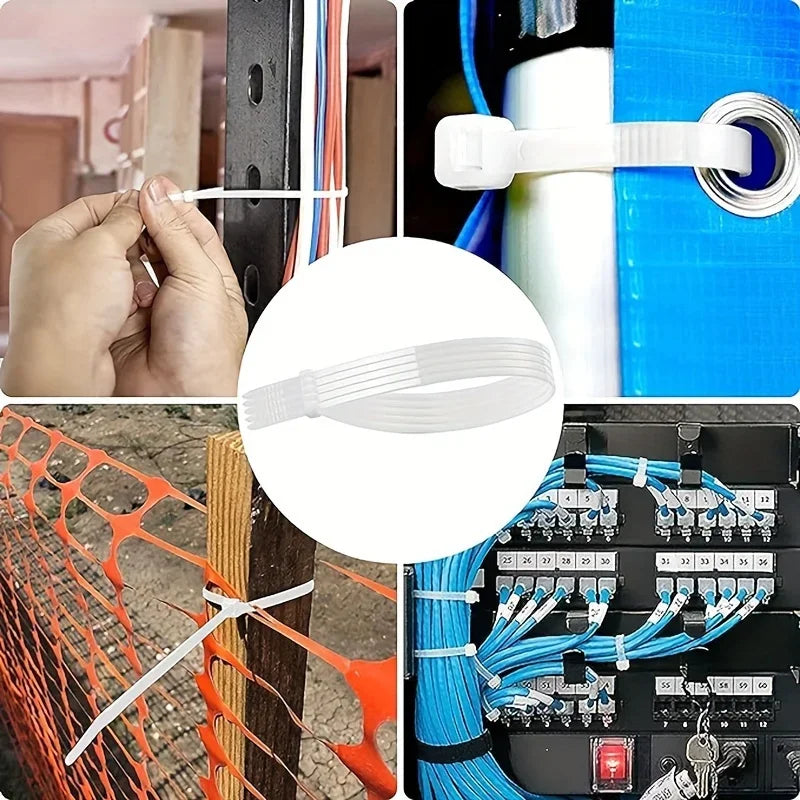 200/100PCS Black Cable Ties High Tensile Strength, UV Resistant, Self-Locking For Home & Office Cord Management Qme