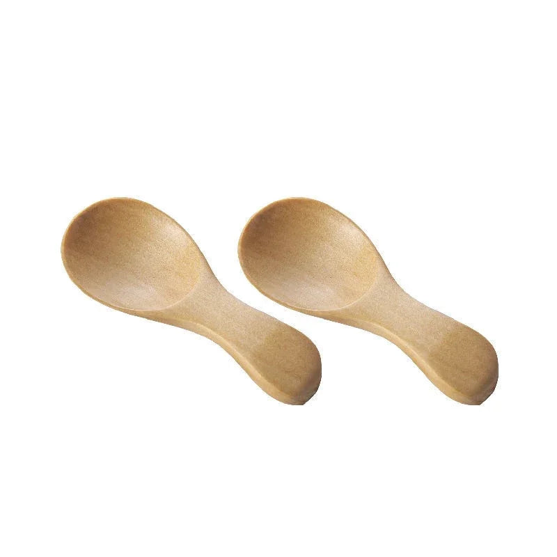 Mini Wooden Spoons Small Kitchen Spice Condiment Spoon Sugar Tea Coffee Scoop Short Handle Wood Kids Spoon Kitchen Gadgets Qme 2pcs wood