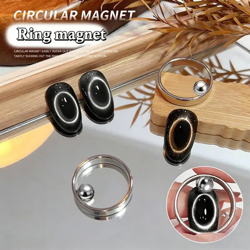 Ring Shaped Cat Eye Magnet Tool Nail Art 3D Hollow Glass Bead Effect Qme