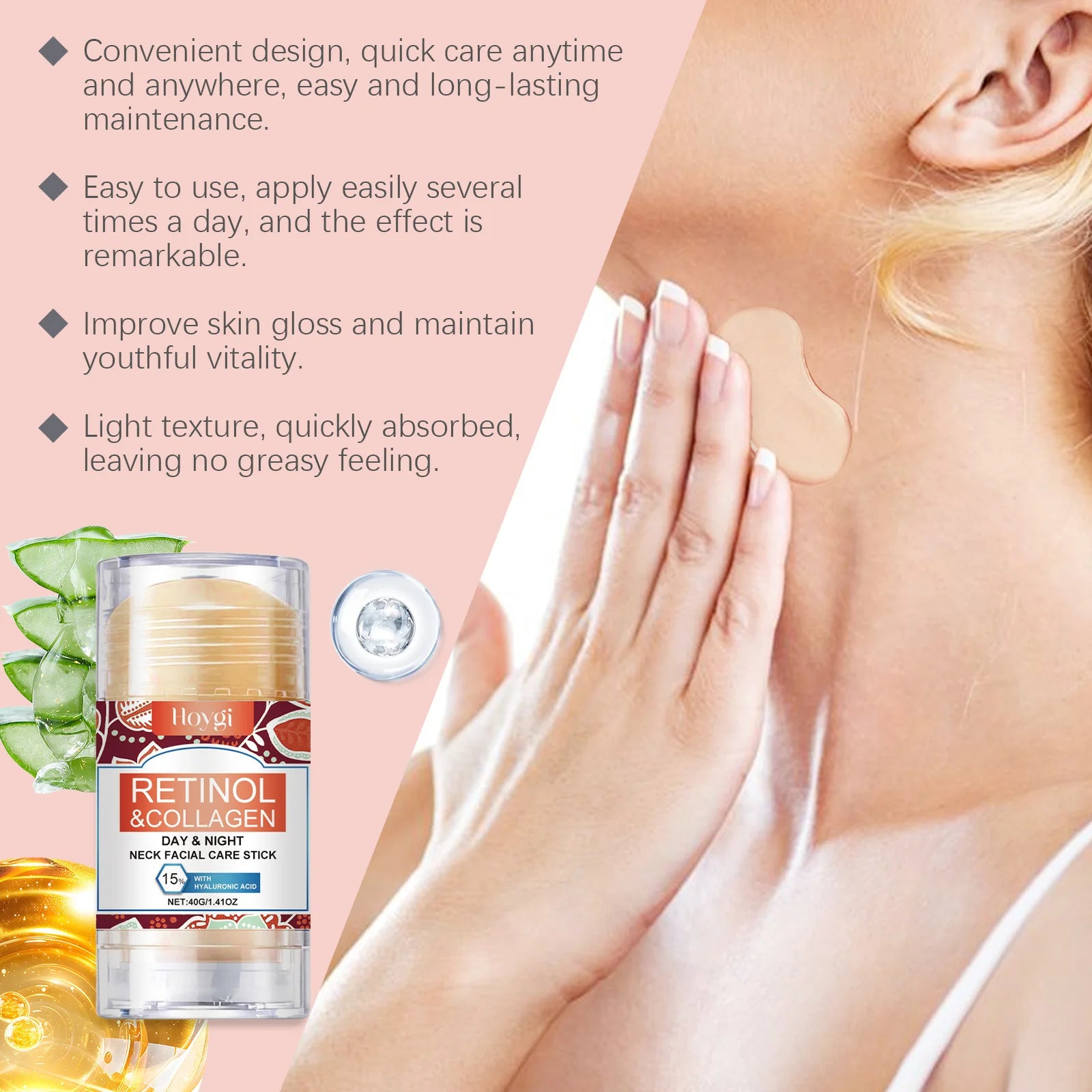 Retinol & Collagen Neck Cream Firming Moisturizing Anti Wrinkle Lifting Face Cream Stick Tightening Nourishing Neck Skin Care Qme