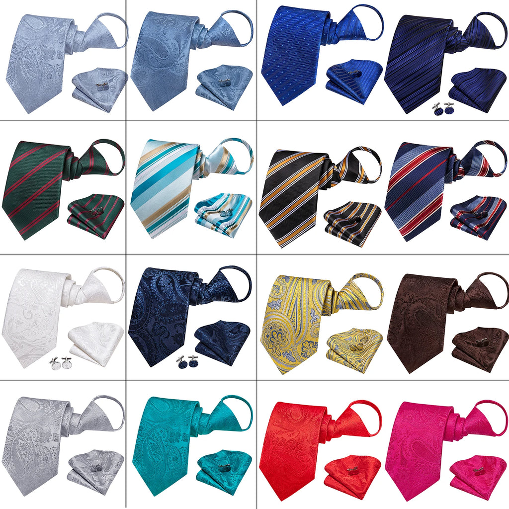 27 Colors Hi-Tie Mens Tie Pre tied adjustable zipper neck strap for men 3.15 inches for office graduation school uniform Qme