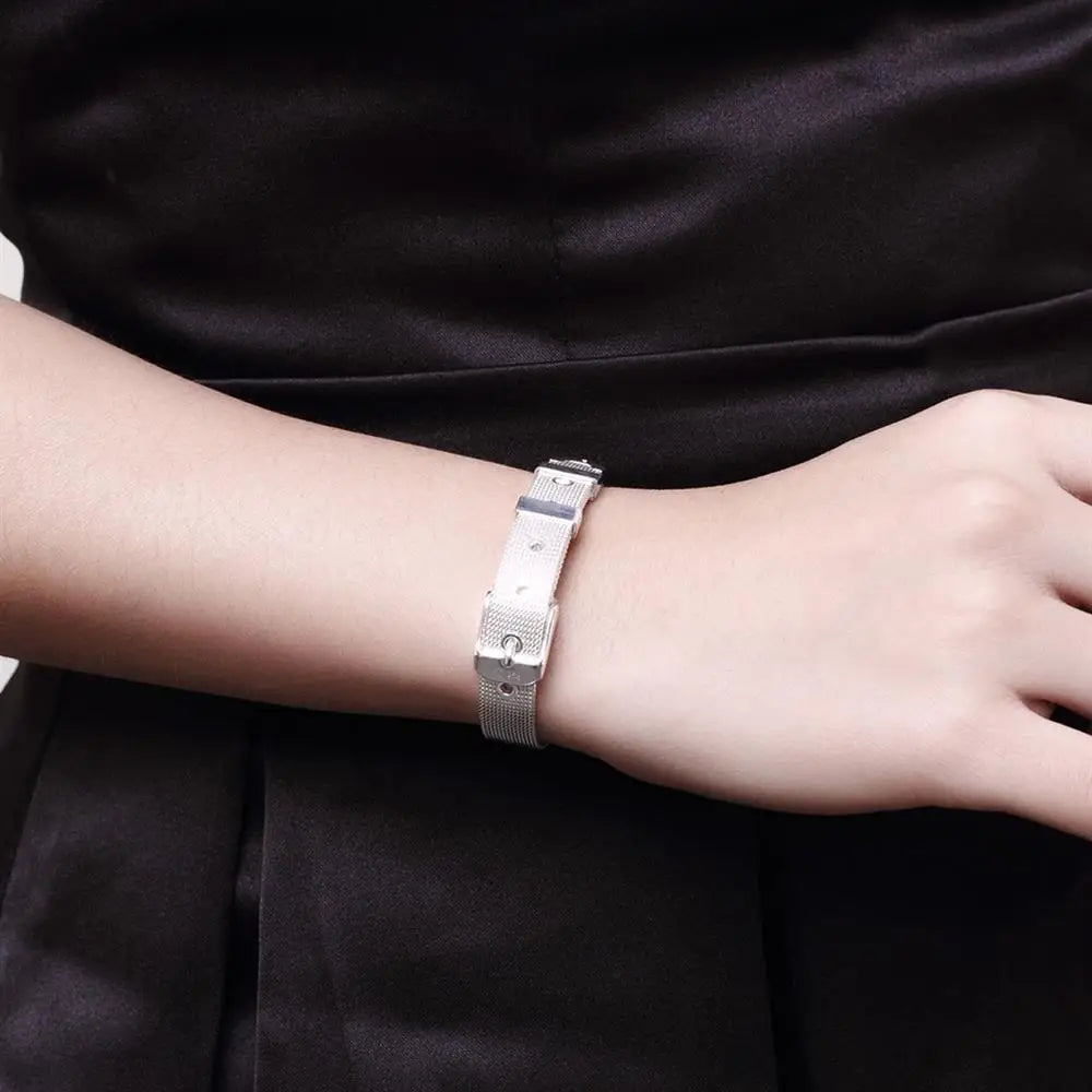 925 Sterling silver Bracelets 10MM chain for women elegant Wedding party lady Christmas Gifts fashion Jewelry Qme