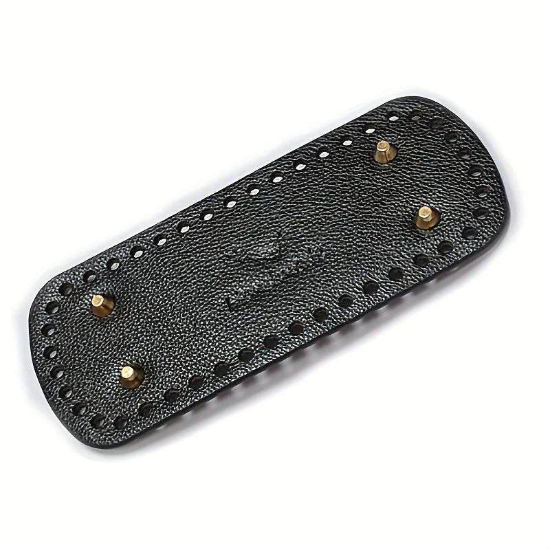 Oval PU Leather Bag Base for Crochet Knitting - DIY Handbag Bottom Plate with Holes Qme Black