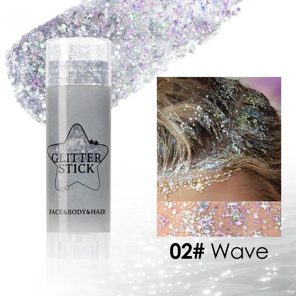 Sparkling Sequins Glitter Gel Stick Highgloss Shine White Pearl Pink Eyeshadow Glitter Face Body Painting Brighten Stage Makeup Qme
