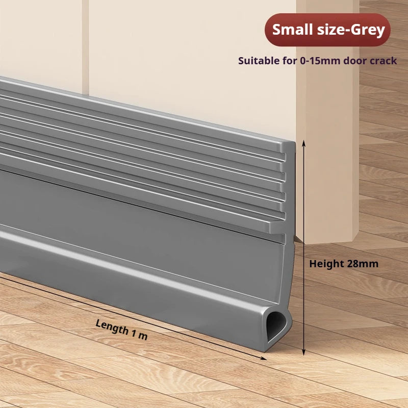 1M Self-Adhesive Windproof Door Bottom Seal Strip Double Dustproof Free-Cutting TPE 4 Colors Under Door Weatherstrip Qme S gray 1M