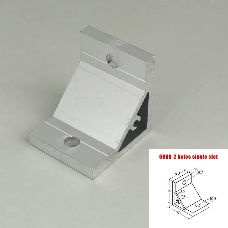 Cast Aluminum 90 Degree Angle Bracket for 20/30/40/45 Series Aluminum Profile Single-slot Connection Joint Industrial Fastener Qme 6060 2holes