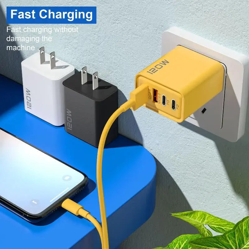 4 Port 120W USB C Fast Charger Station PD QC30 Wall Adapter Qme