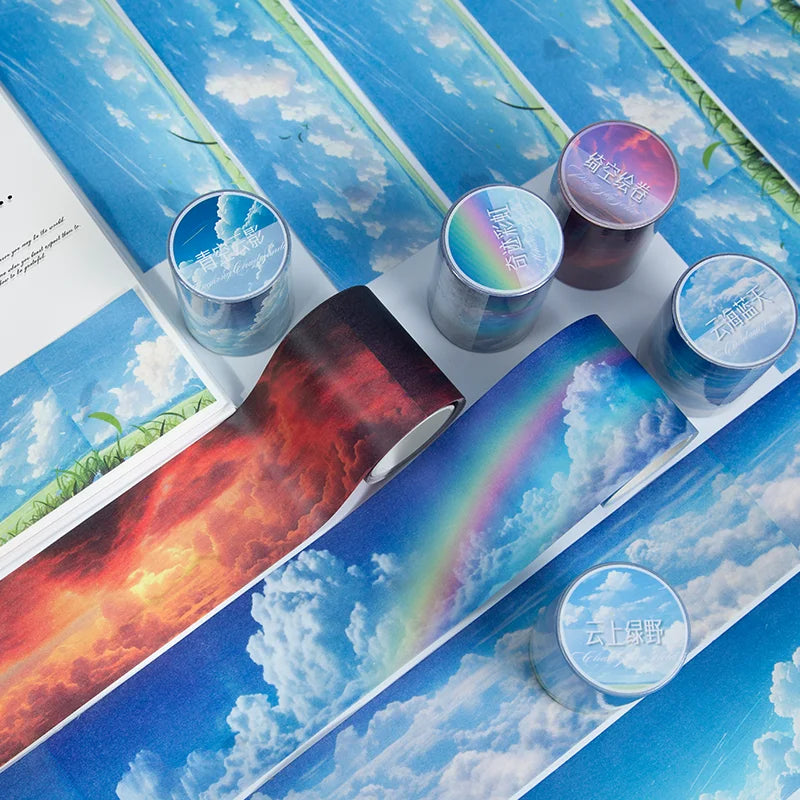50mm*2m Ins Colorful Clouds Washi Tape DIY Scrapbook Planner Diary Stickers Masking Tapes Aesthetic Stationery Office Supplies Qme