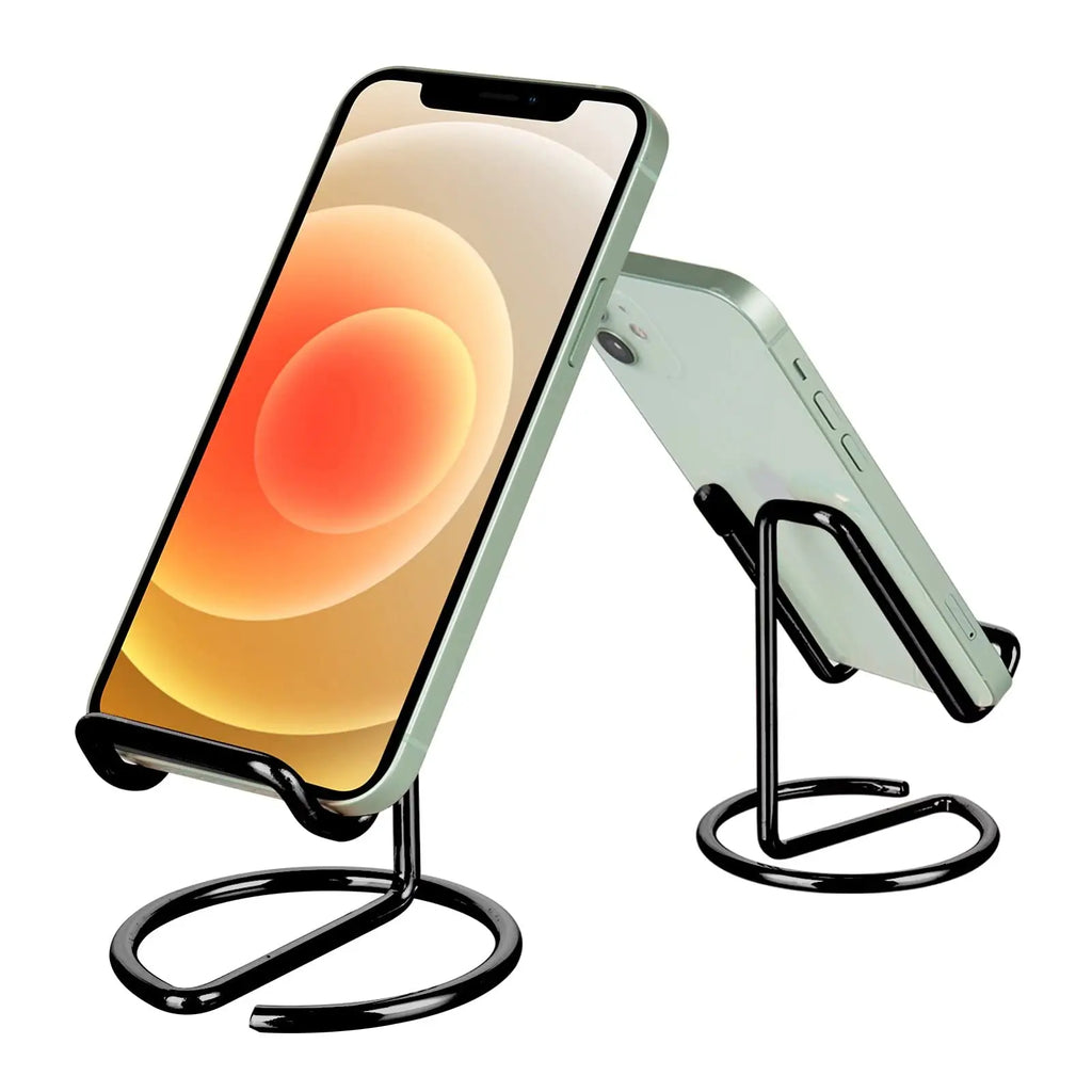 Cell Phone Stand for Desk, Business Card Holder,Cute Metal Cell Phone Stand, Metal Wire Cellphone Cradle Dock for Phone Tablet Qme black
