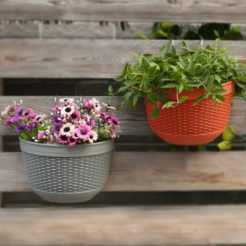 Imitation Rattan Weaving Creative Flower Planter Garden Pot Flowerpot Qme