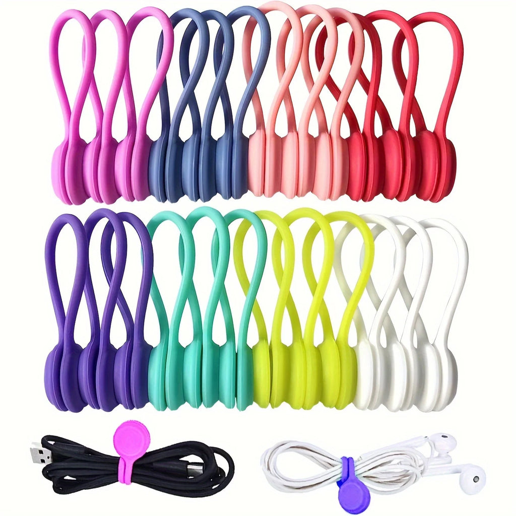 10 magnetic zip ties - reusable USB and headphone storage, suitable for cable organization and reusable zip ties Qme