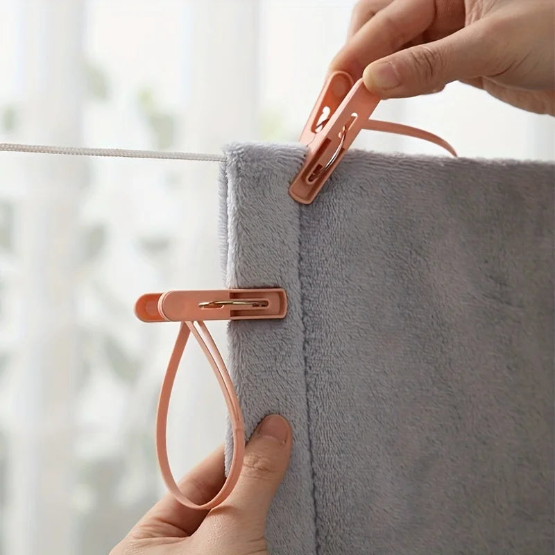 12pcs Small Clothes Pins, Travel Drying Clip with Lanyard, Travel Towel Socks Drying Clips, Household Clothes Pegs, Clotheslines Qme