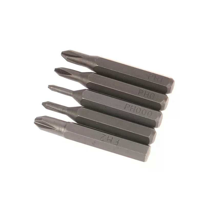 5Pcs H4×28mm Cross Screwdriver Bits PH000 PH000 PH00 PH0 PH1 PH2 4mm Hex Shank Professional Screwdriver Set Tools. Qme