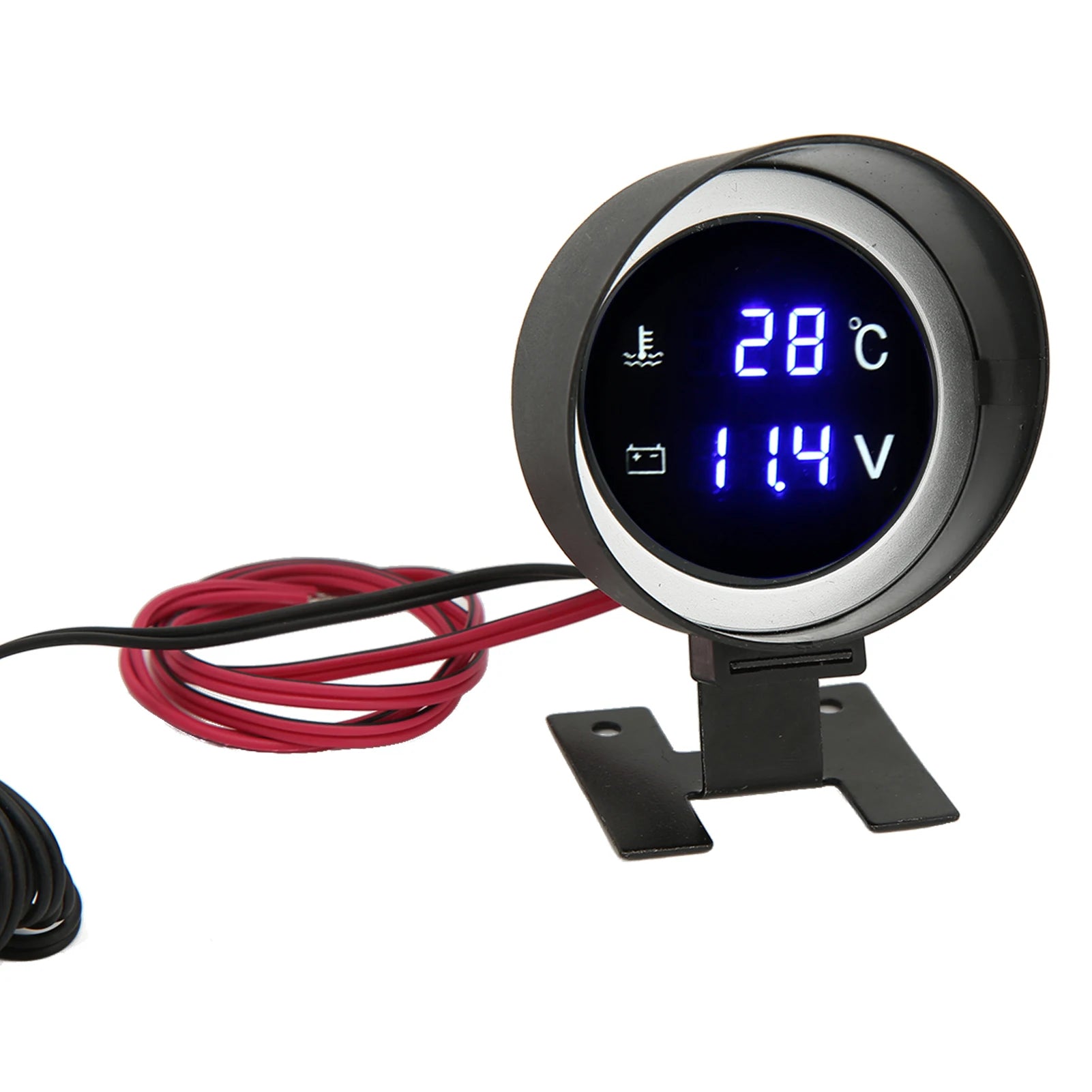 Water Temperature Gauge LED Voltmeter Round Wear Resistant Multifunction High Accuracy for Car for Motorcycle for ATV Qme