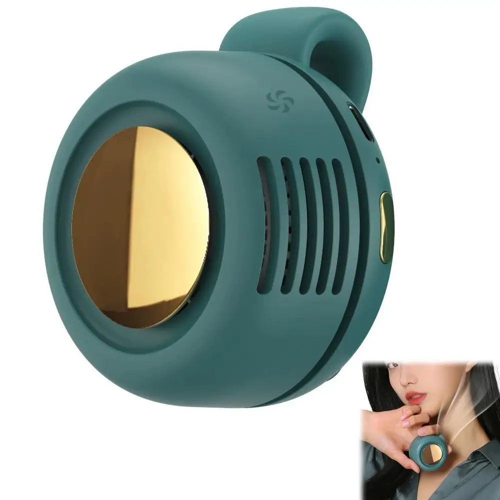 Compact Wearable Bladeless Fan Clip On Design Quiet 3 Speed Electric Cooler For Shirt Waist Outdoor Camping Travel Cooling Qme Green