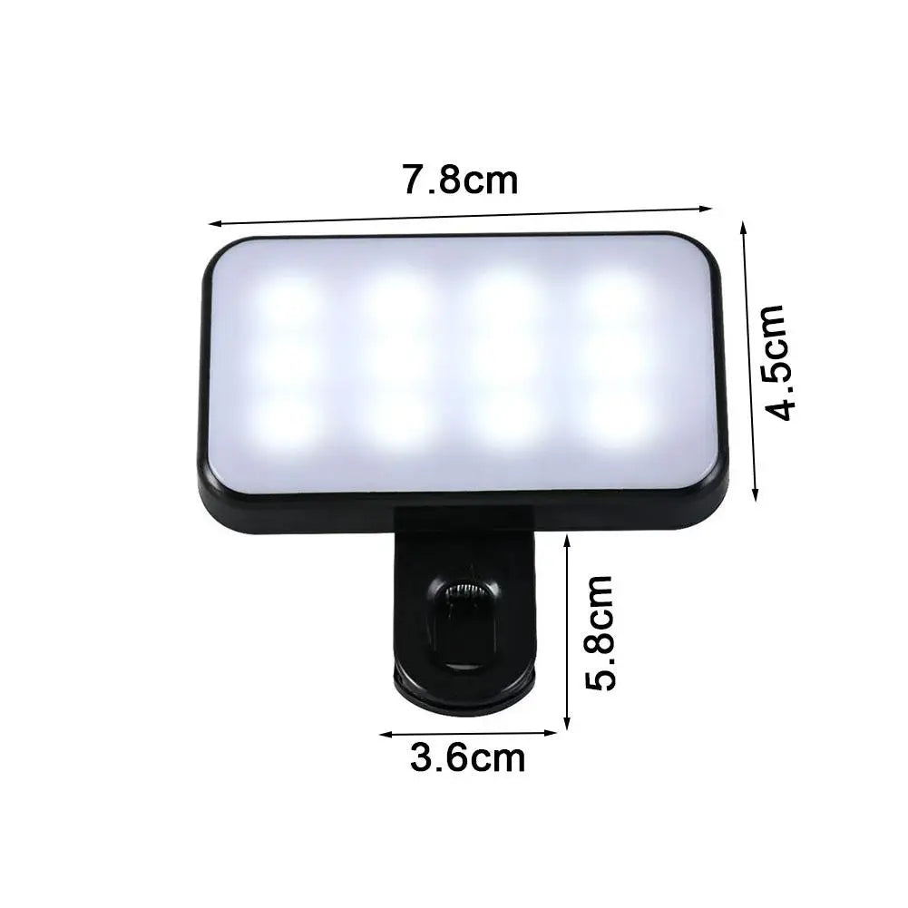 NEW Mini Rechargeable Selfie Fill Light - 3 Color Modes, Adjustable Brightness, Clip-on LED Light for Mobile Phones & Computers Qme