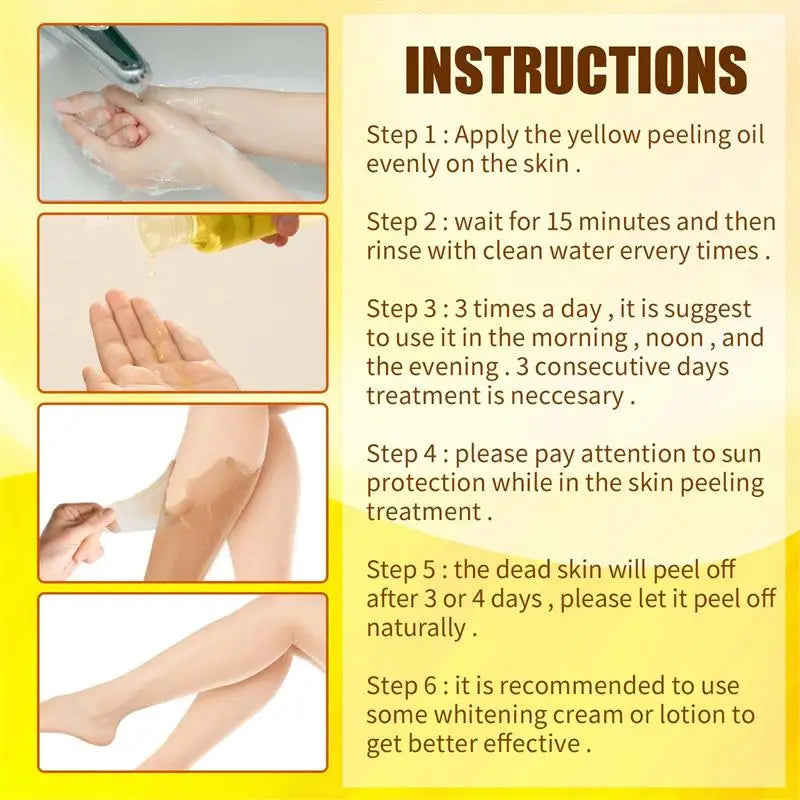 Strong Yellow Peeling Oil Bleach Dark Skin Whiten Lotion Lighten Body Elbow Knee Hand Exfoliate Dead Skin Nourish Even Skin Tone Qme