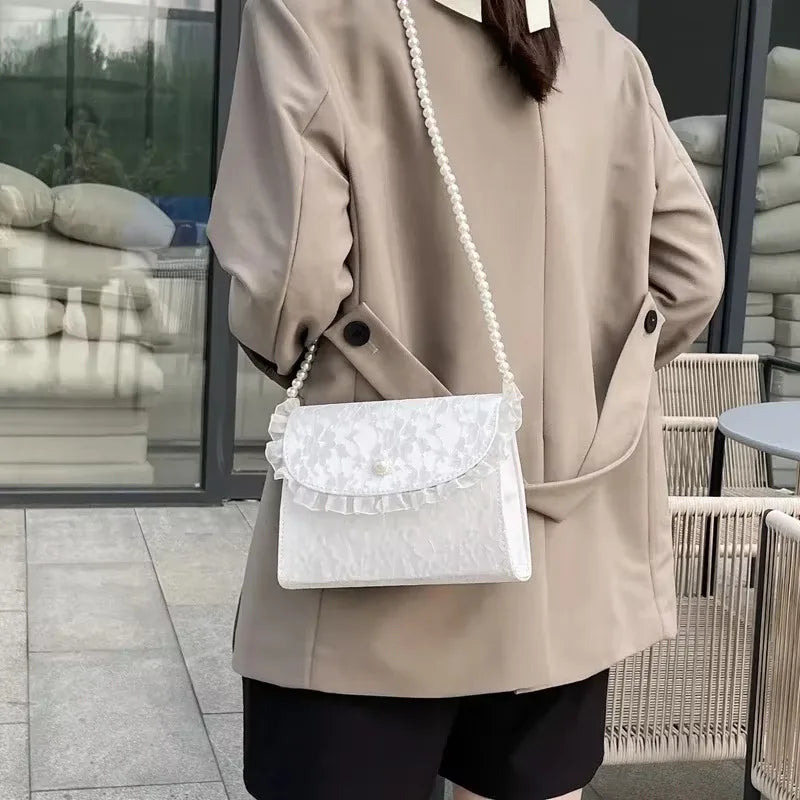 Women's Pearl Chain Shoulder Bag Elegant Small Handbag Fashion Qme